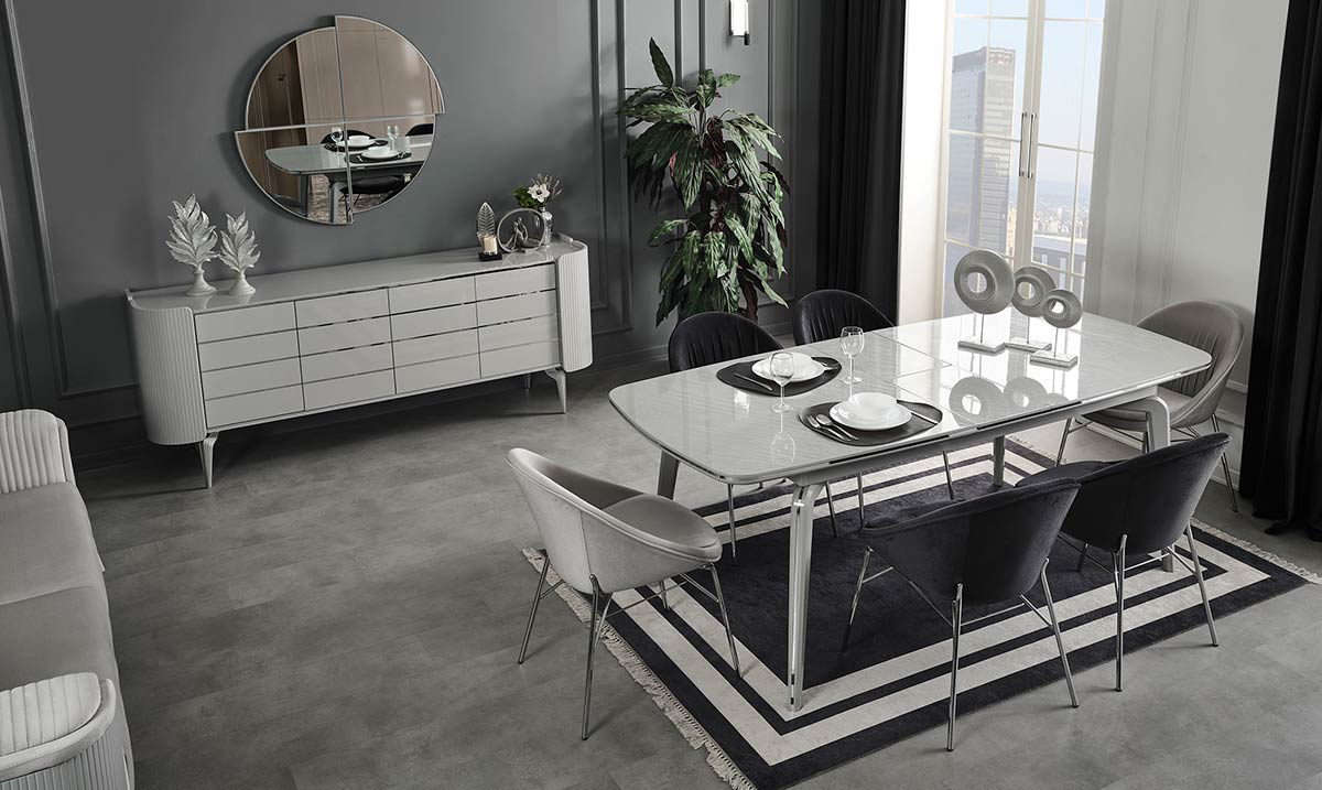 Karya Sis Grisi Yemek Odası Takımı Yemek Odası