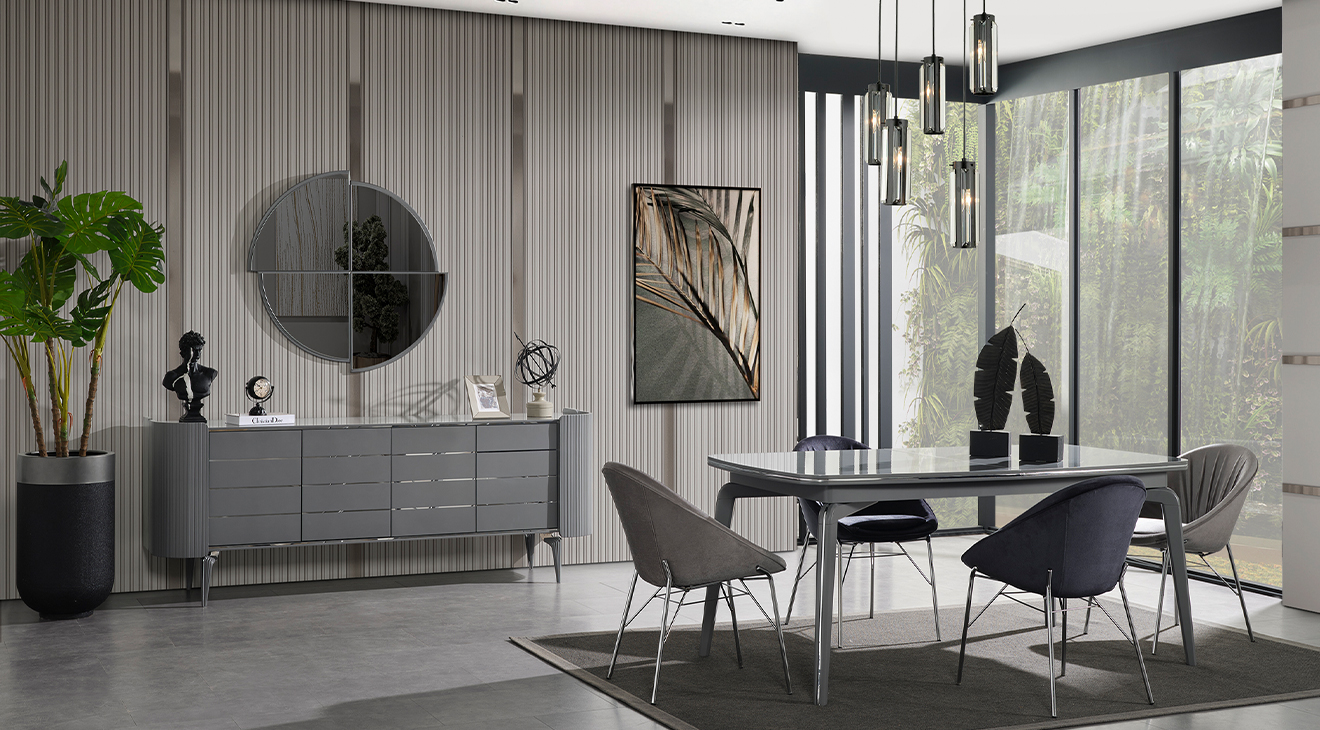 Karya Gri Yemek Odası Takımı Yemek Odası