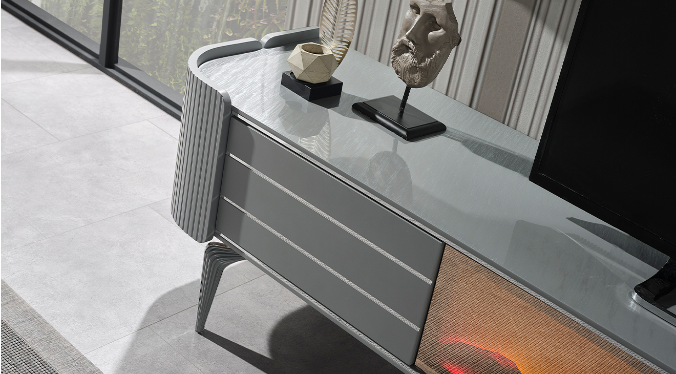 Karya Gri Şömineli Tv Ünitesi TV Ünitesi