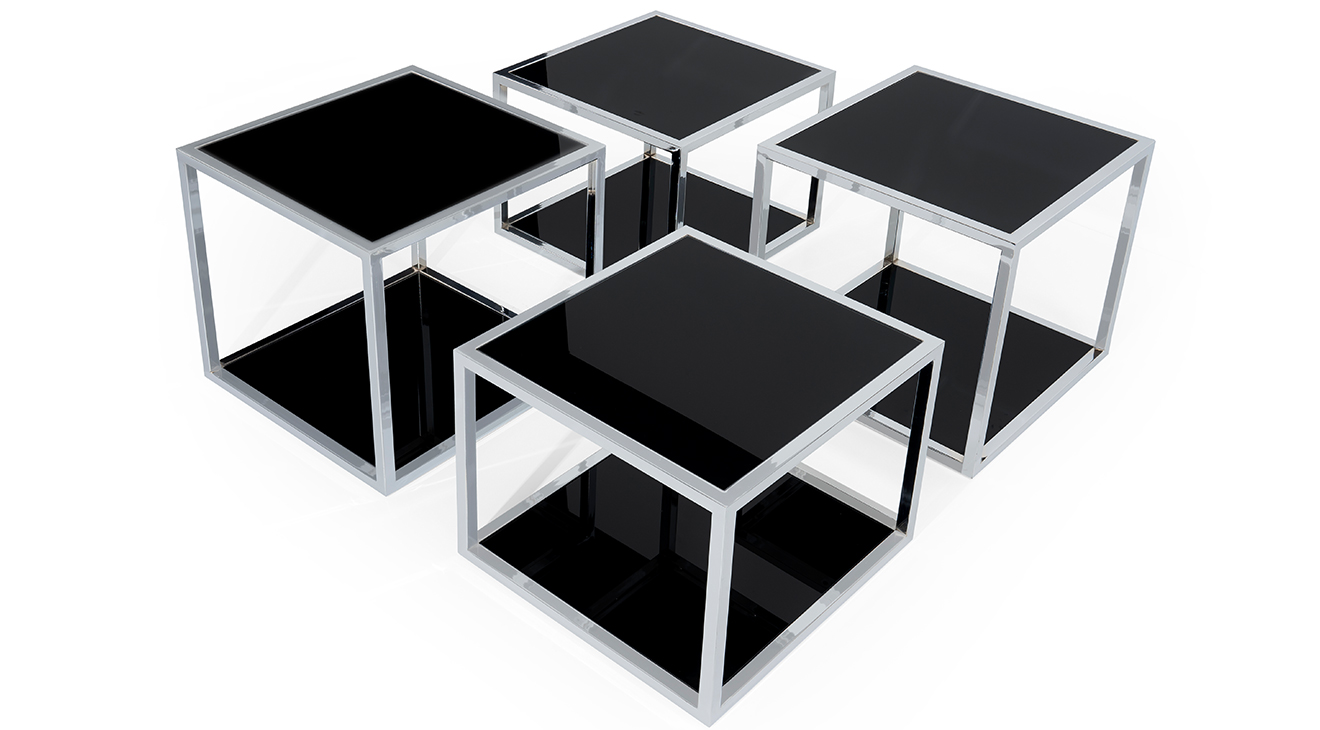 Bulmaca Gümüş Metal Ayaklı Orta Sehpa Orta Sehpa