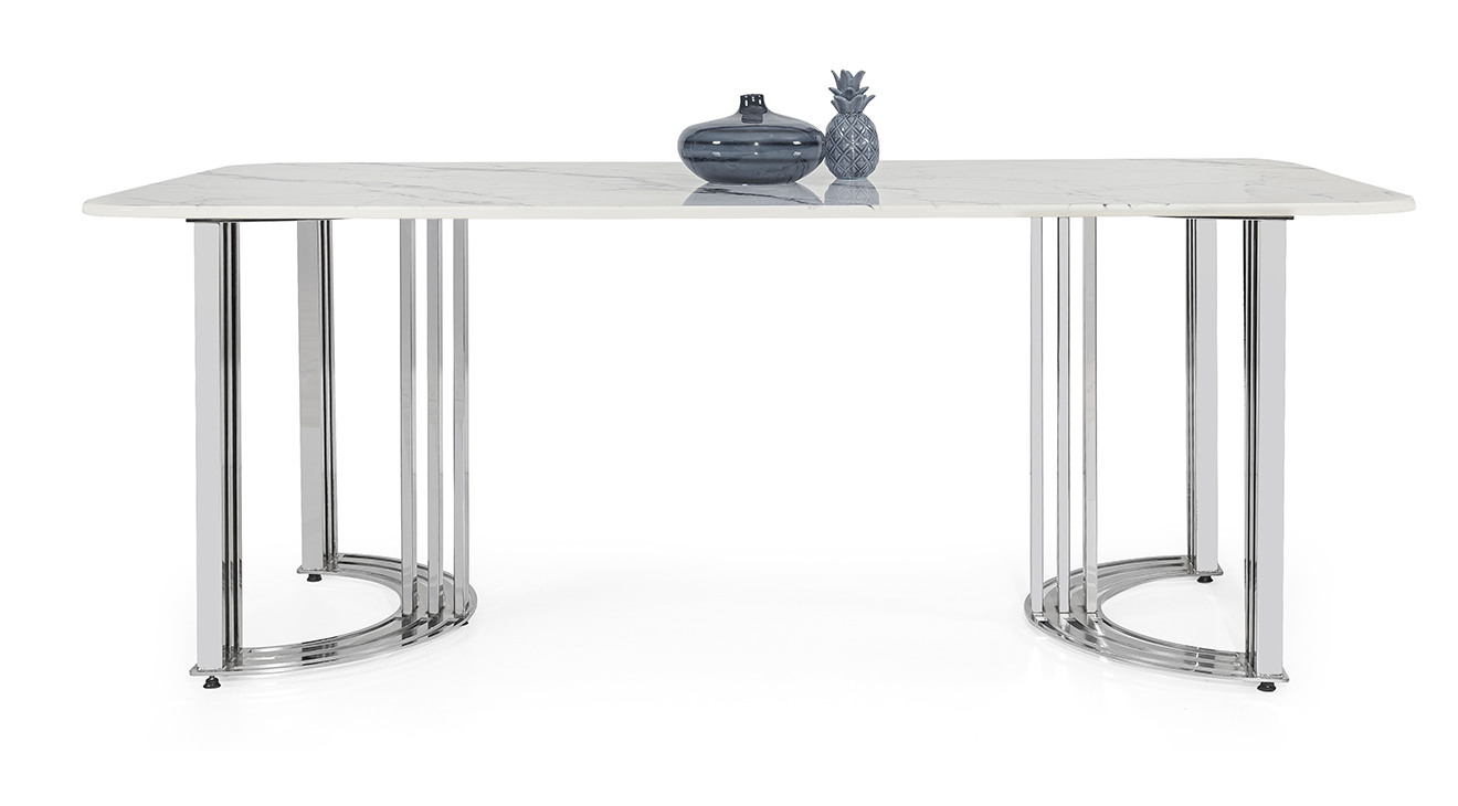 Olivia Gümüş Metal Ayaklı Masa Masa Sandalye