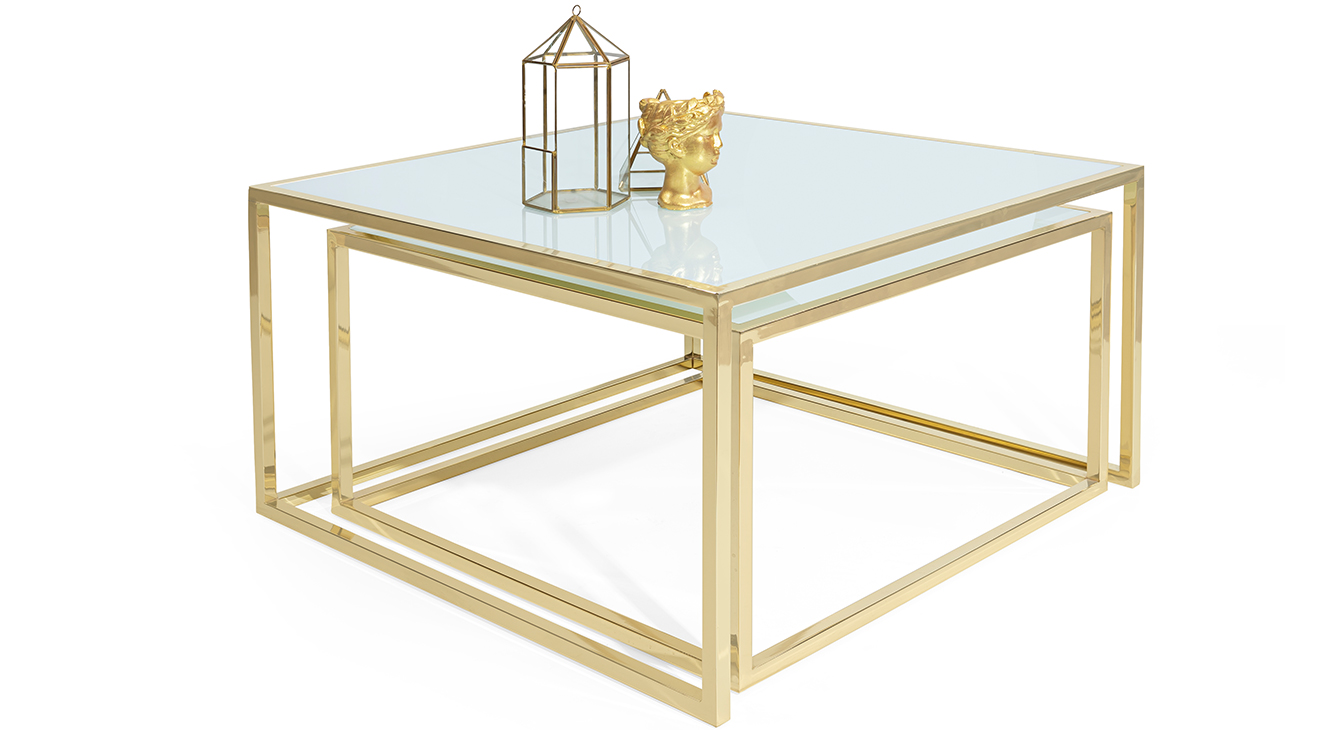 Prada Gold Metal Ayaklı Orta Sehpa Orta Sehpa