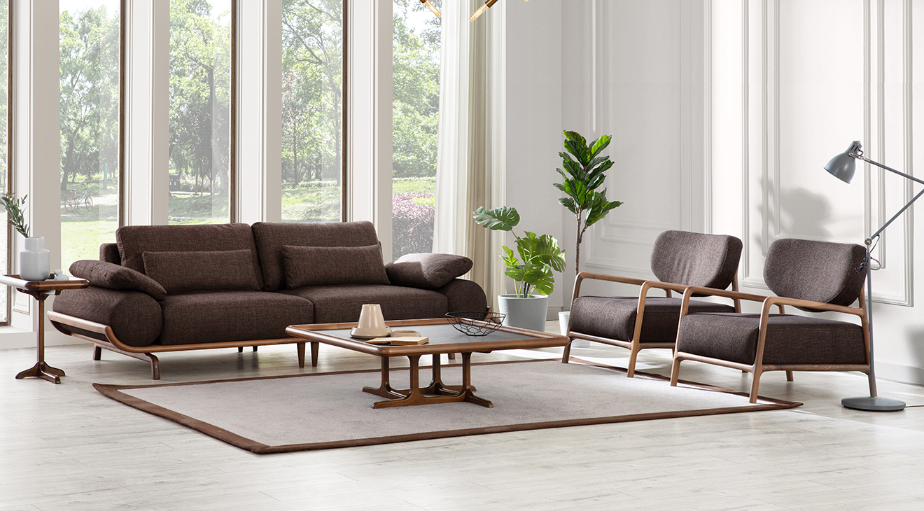 Giza Ceviz Ahşap Ayaklı Koltuk Takımı Koltuk Takımı