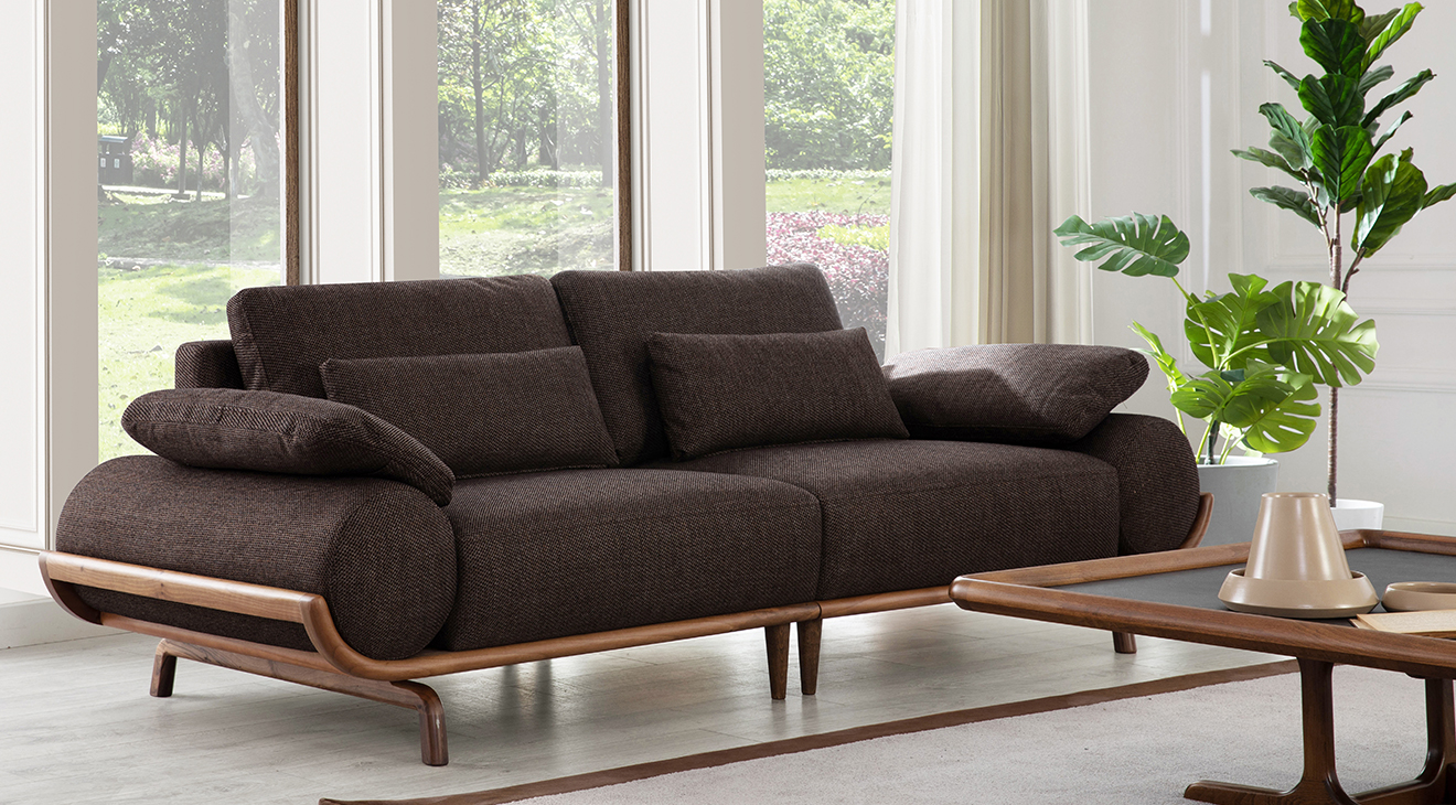 Giza Ceviz Ahşap Ayaklı Koltuk Takımı Koltuk Takımı