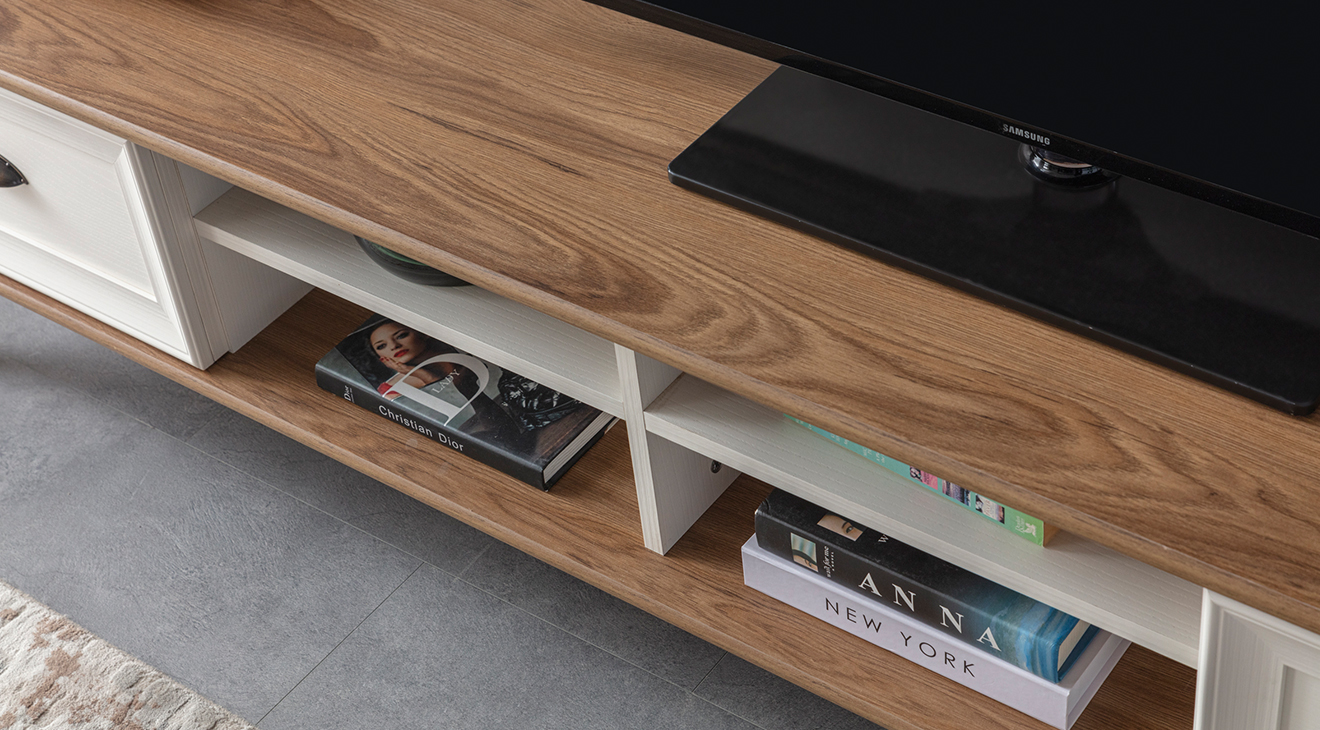 Ada Ahşap Ayaklı Modern Tv Ünitesi TV Ünitesi