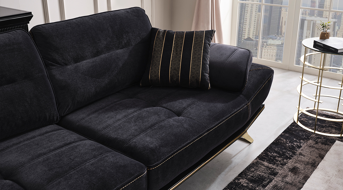 Wow Siyah Yataklı Metal Ayaklı Koltuk Takımı Yataklı Koltuk Takımları