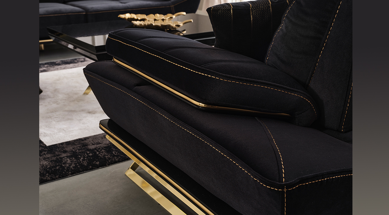 Wow Siyah Yataklı Metal Ayaklı Koltuk Takımı Yataklı Koltuk Takımları