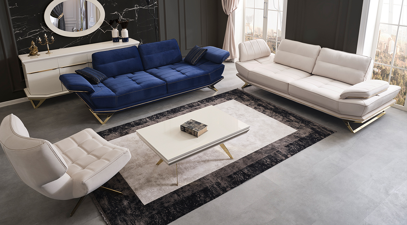 Wow Mavi Yataklı Metal Ayaklı Koltuk Takımı Yataklı Koltuk Takımları