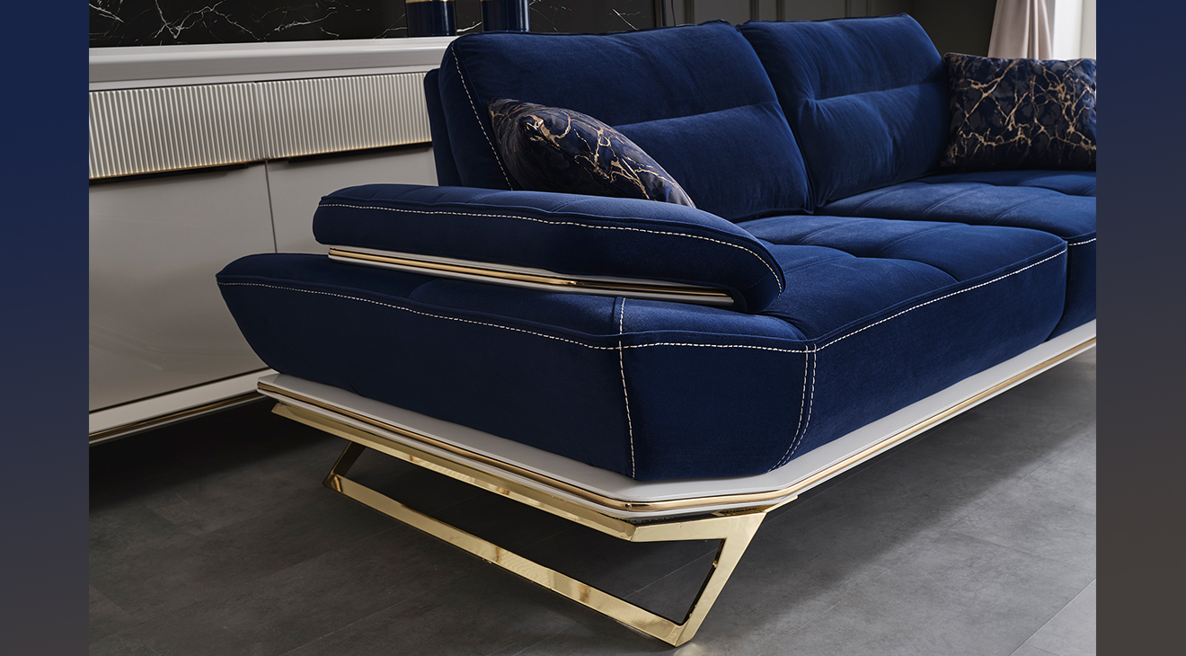 Wow Mavi Yataklı Metal Ayaklı Koltuk Takımı Yataklı Koltuk Takımları