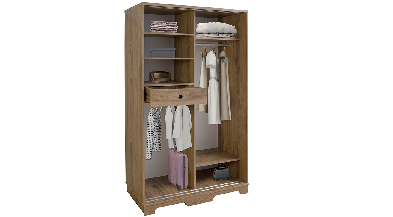 Abelia Ceviz Antrasit Sürgü Kapaklı Dolap Kapaklı Gardırop