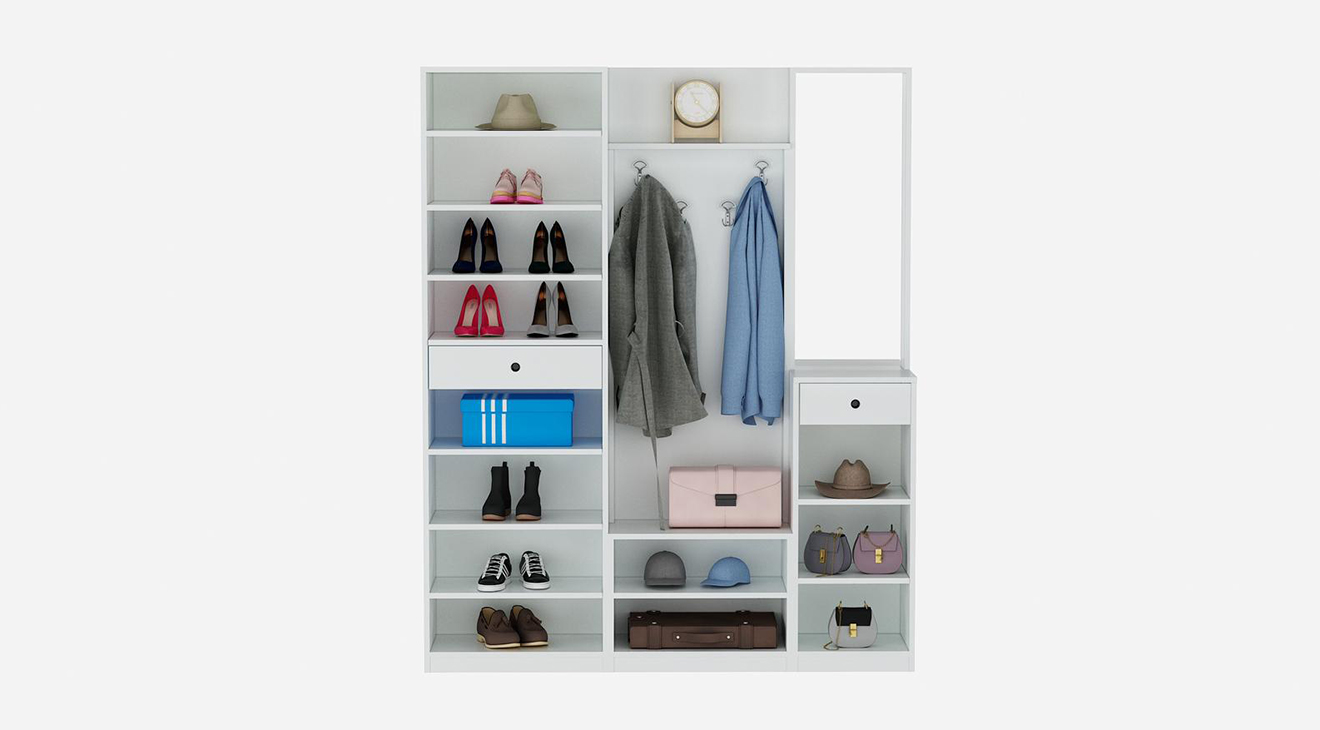 Roma Beyaz Portmanto Vestiyer Portmanto