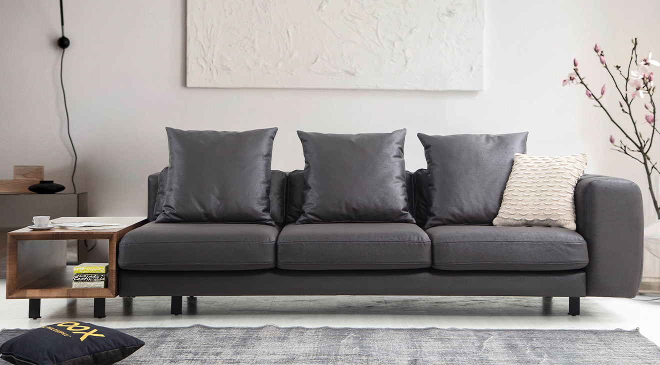 Soft Siyah Metal Ayaklı Köşe Koltuk Takımı Köşe Koltuk