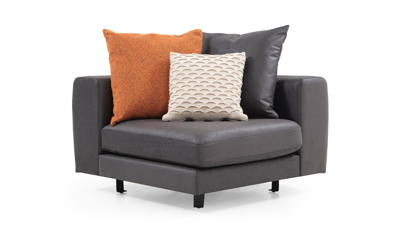 Soft Siyah Metal Ayaklı Köşe Koltuk Takımı Köşe Koltuk