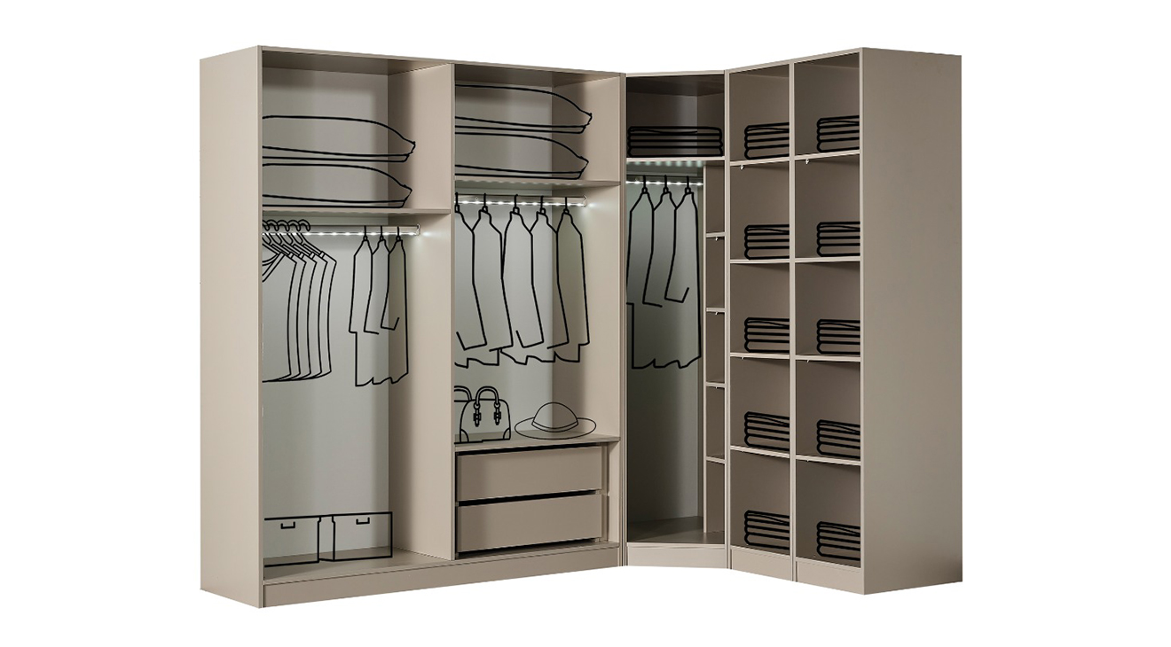 Lexus Köşe Dolaplı Yatak Odası Takımı Giyinme Odası