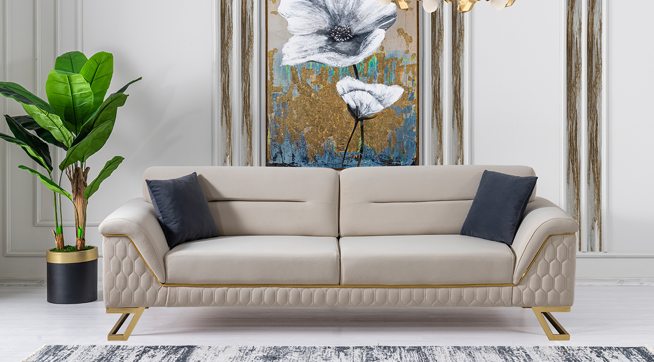 Artoo Yataklı Gold Metal Ayaklı Koltuk Takımı Yataklı Koltuk Takımları