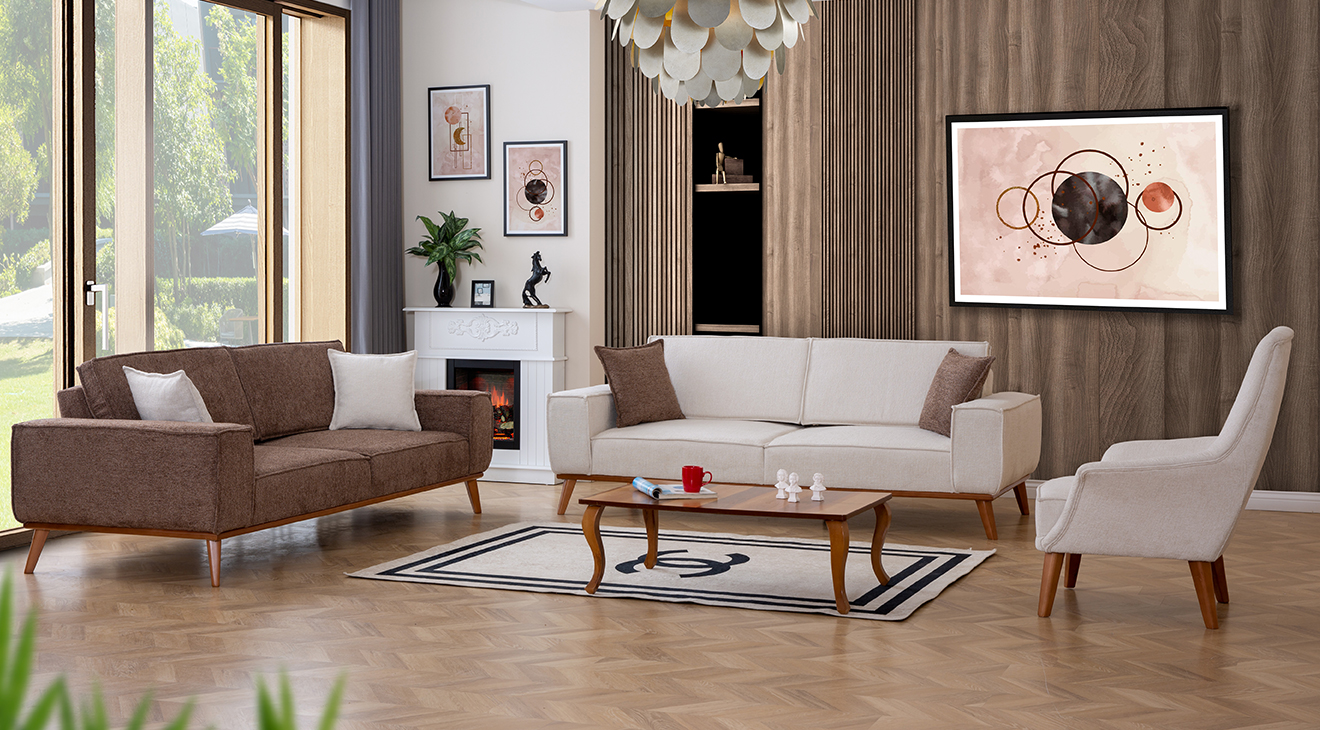 Luke Ahşap Ayaklı Yataklı Koltuk Takımı Yataklı Koltuk Takımları