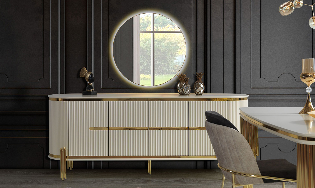 Cumba White Metal Ayaklı Yemek Odası Takımı Yemek Odası