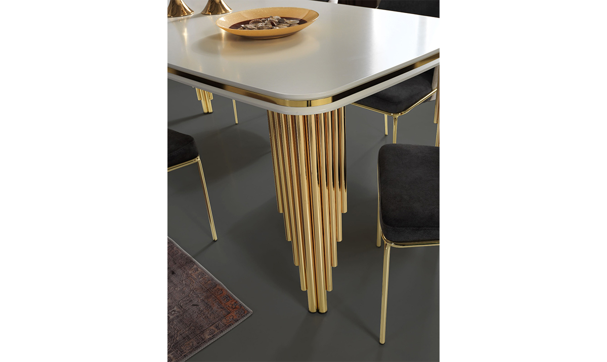 Cumba White Metal Ayaklı Yemek Odası Takımı Yemek Odası