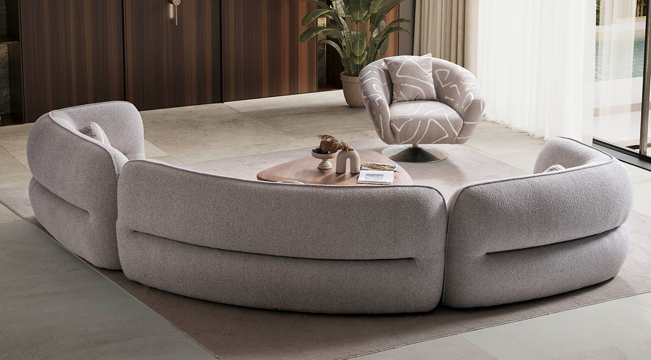 Luna Krem Modern Köşe Koltuk Takımı Modern Köşe Takımları