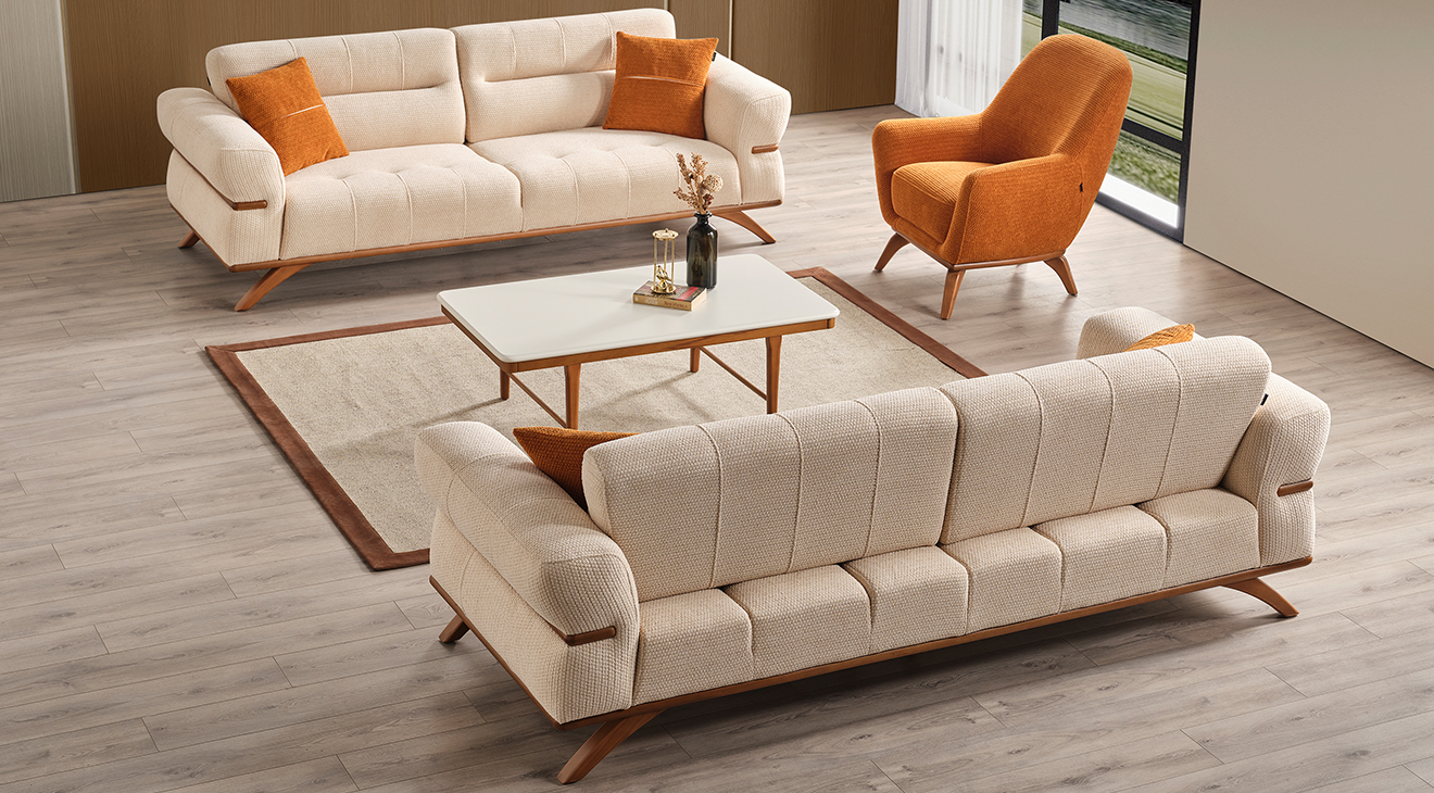 Octavia Yataklı Ahşap Ayaklı Koltuk Takımı Yataklı Koltuk Takımları