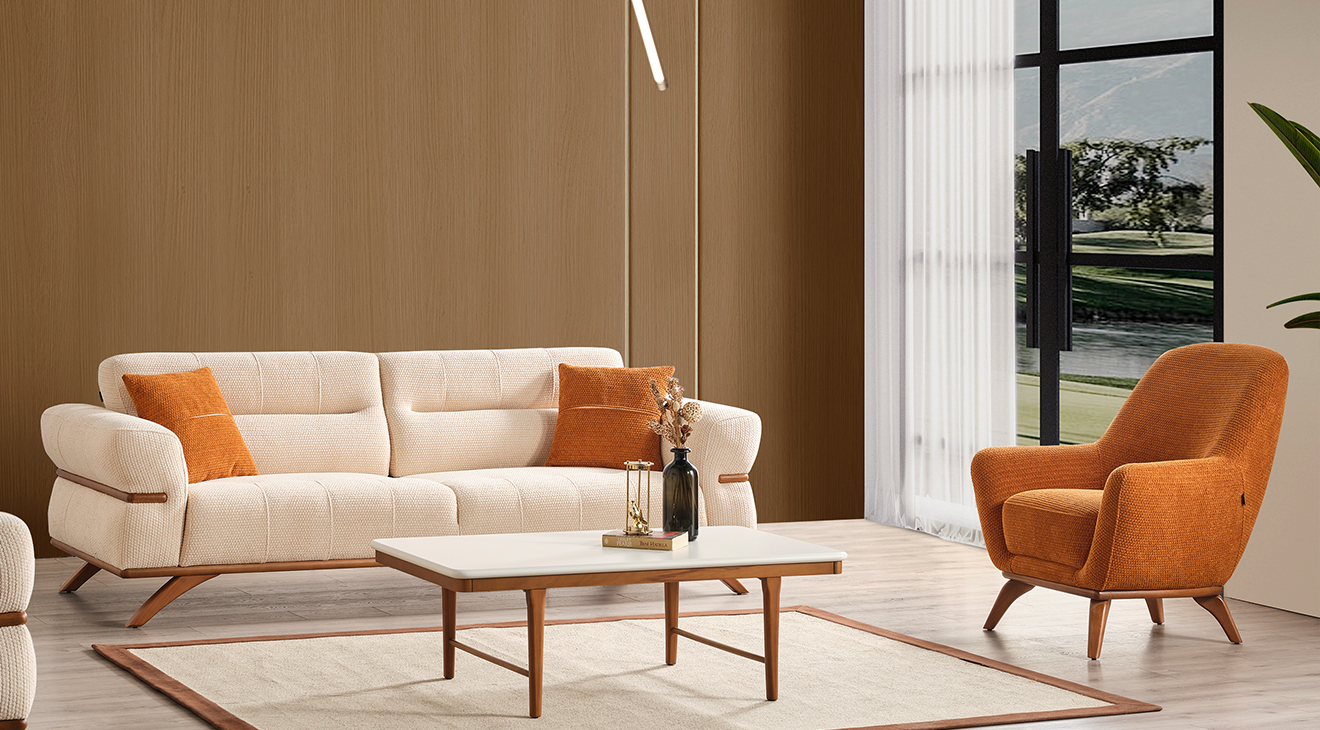 Octavia Yataklı Ahşap Ayaklı Koltuk Takımı Yataklı Koltuk Takımları