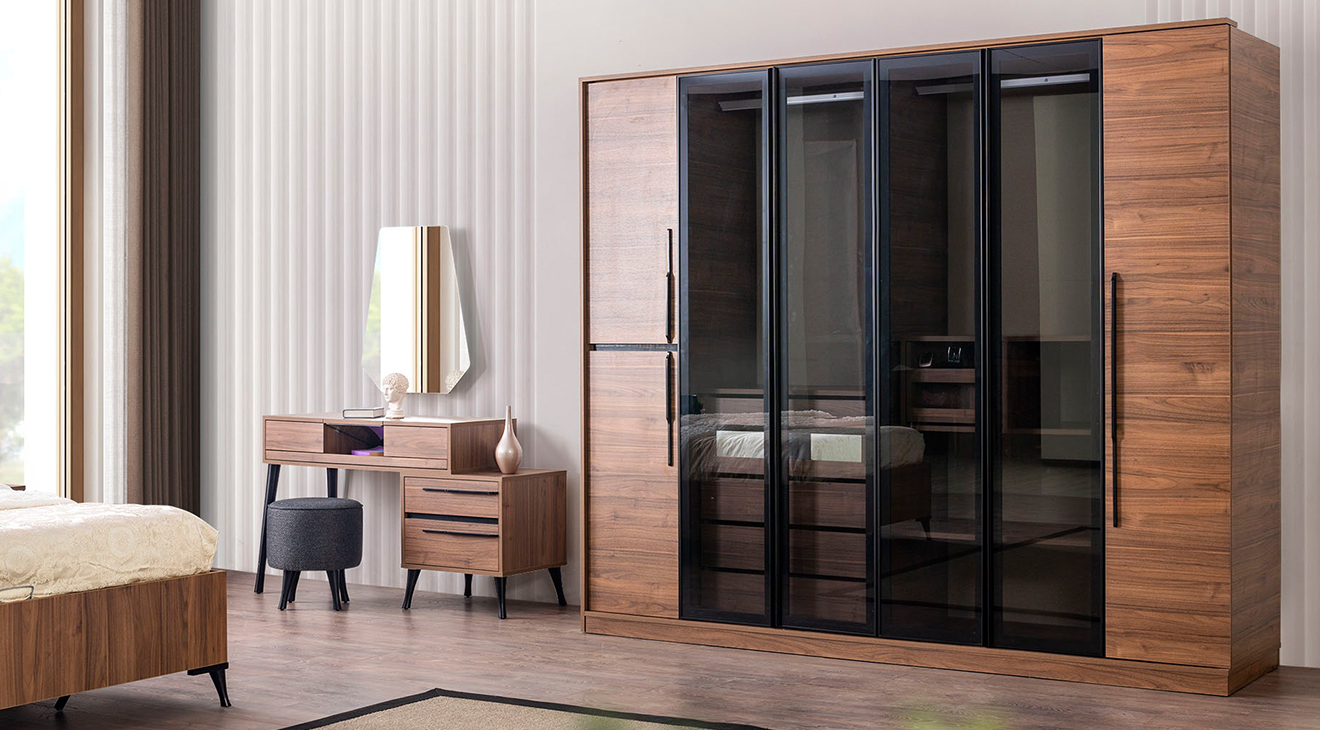 Alvin Ceviz 6 Kapaklı Yatak Odası Takımı Yatak Odası