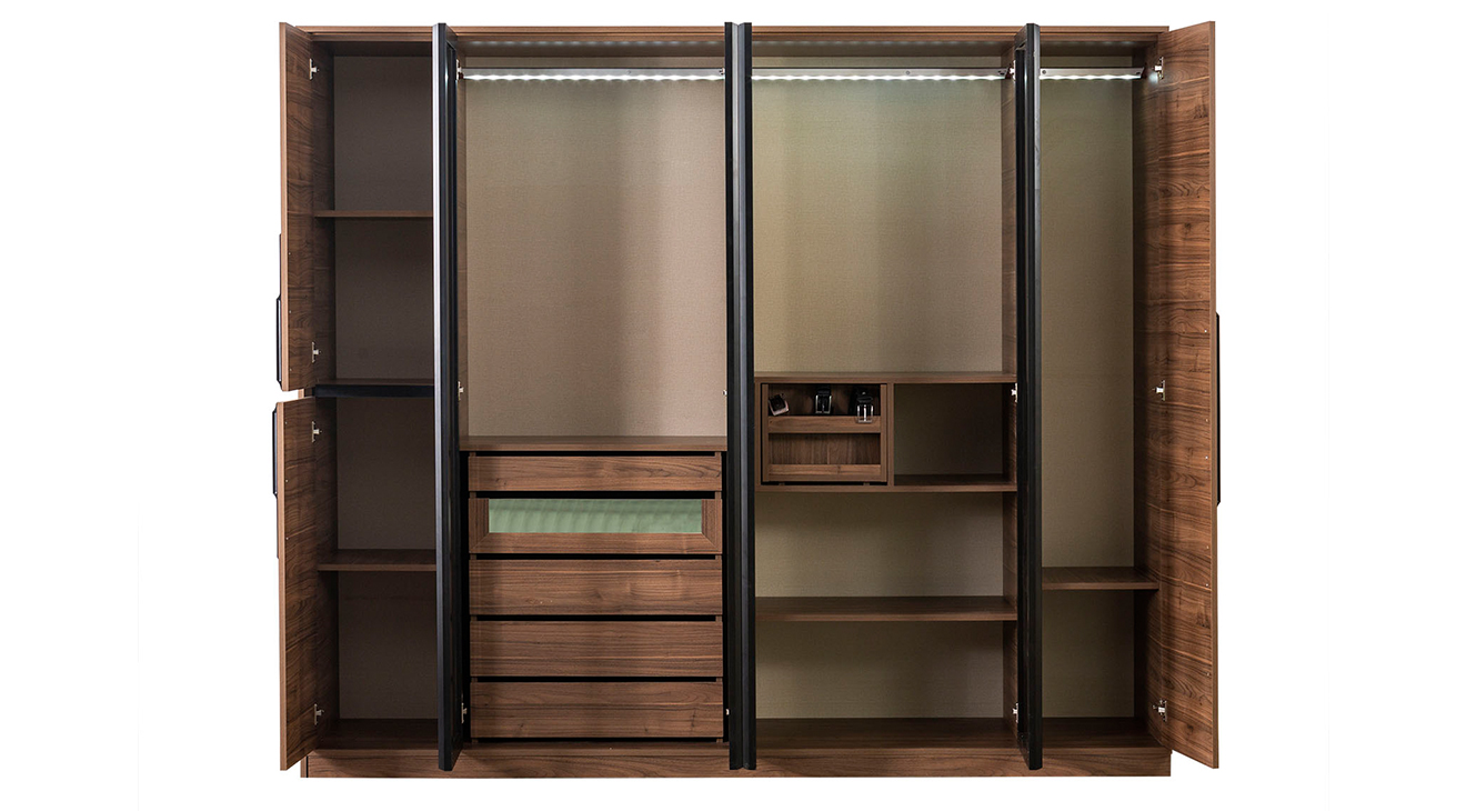 Alvin Ceviz 6 Kapaklı Yatak Odası Takımı Yatak Odası