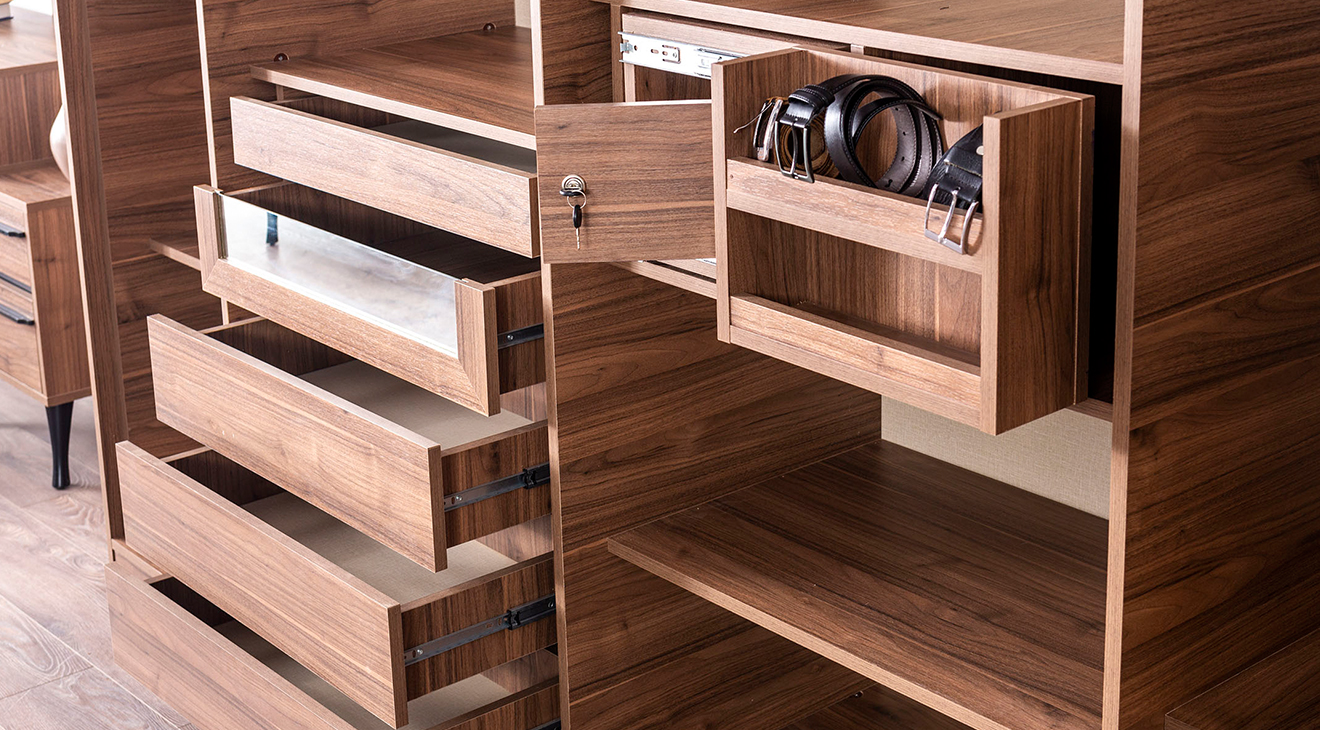 Alvin Ceviz 6 Kapaklı Yatak Odası Takımı Yatak Odası