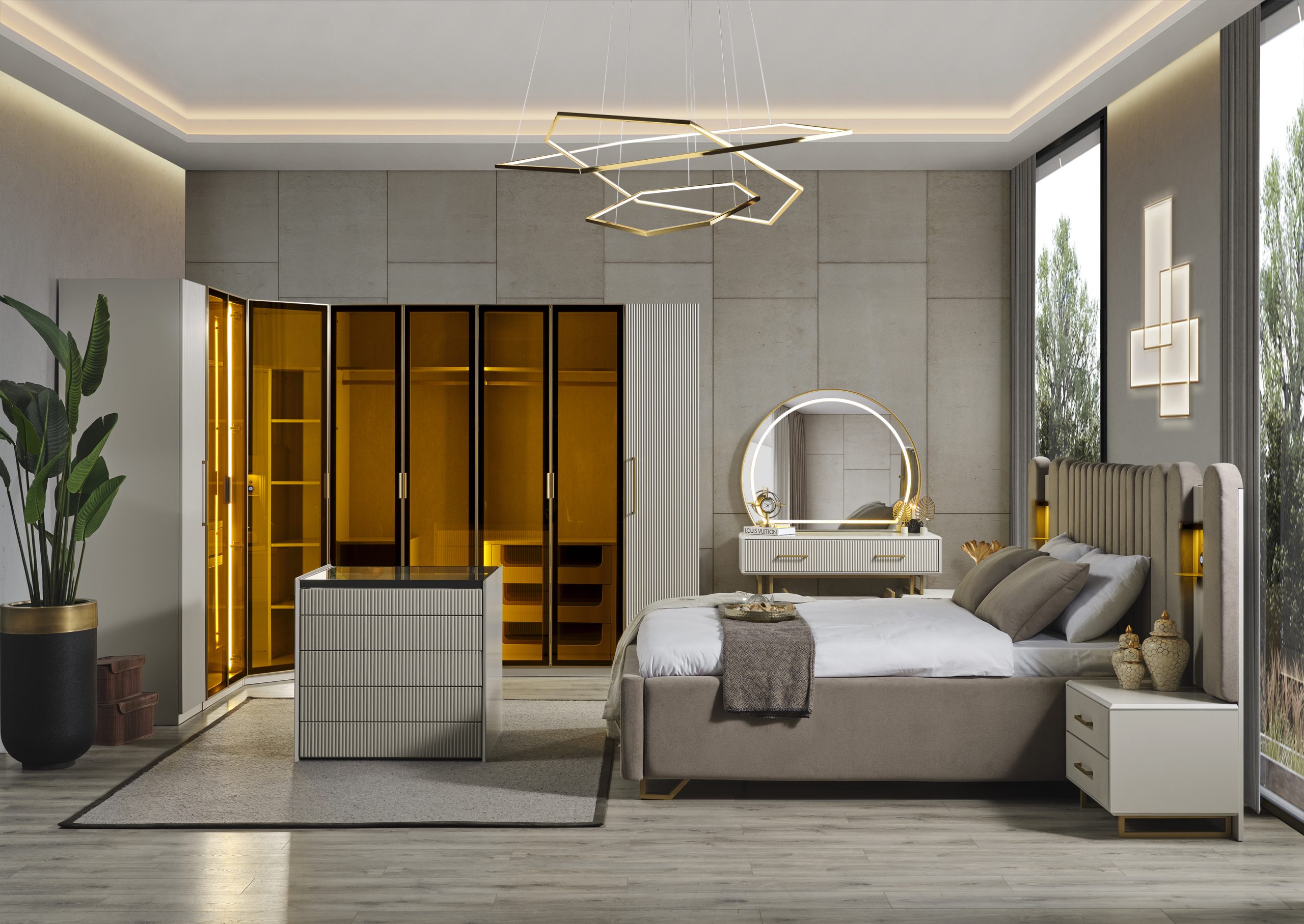 Gold Line Giyinme Odası Yatak Odası