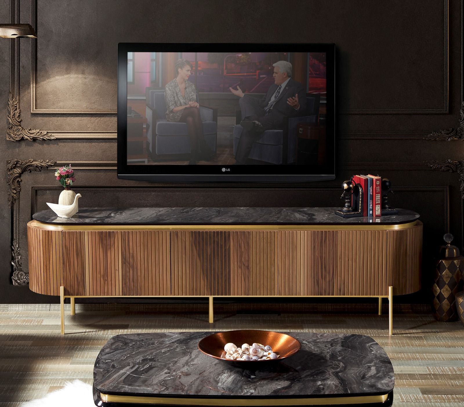 Tesla Ceviz Tv Ünitesi TV Ünitesi