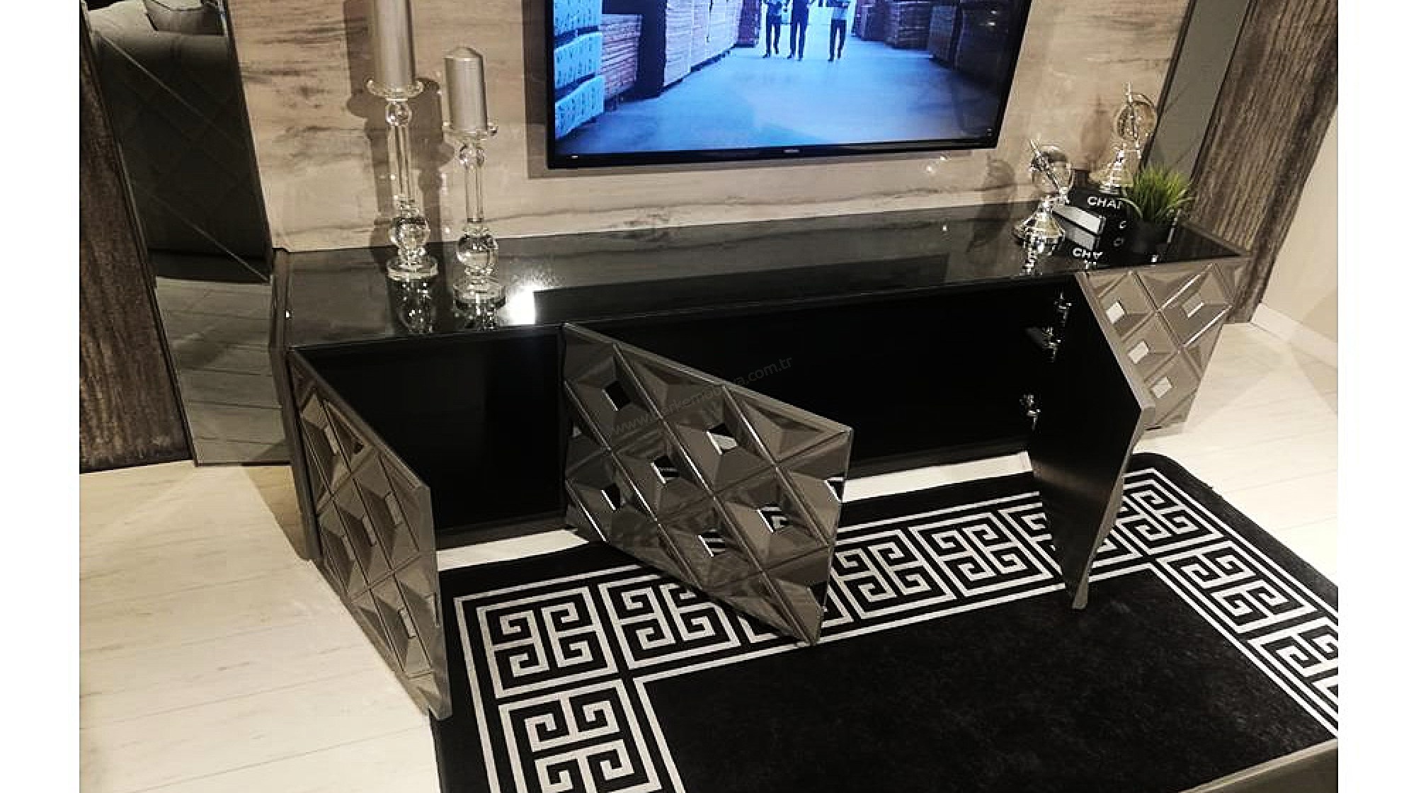 Viona Luxury Duvar ÜnitesiAhşap TV Ünitesi