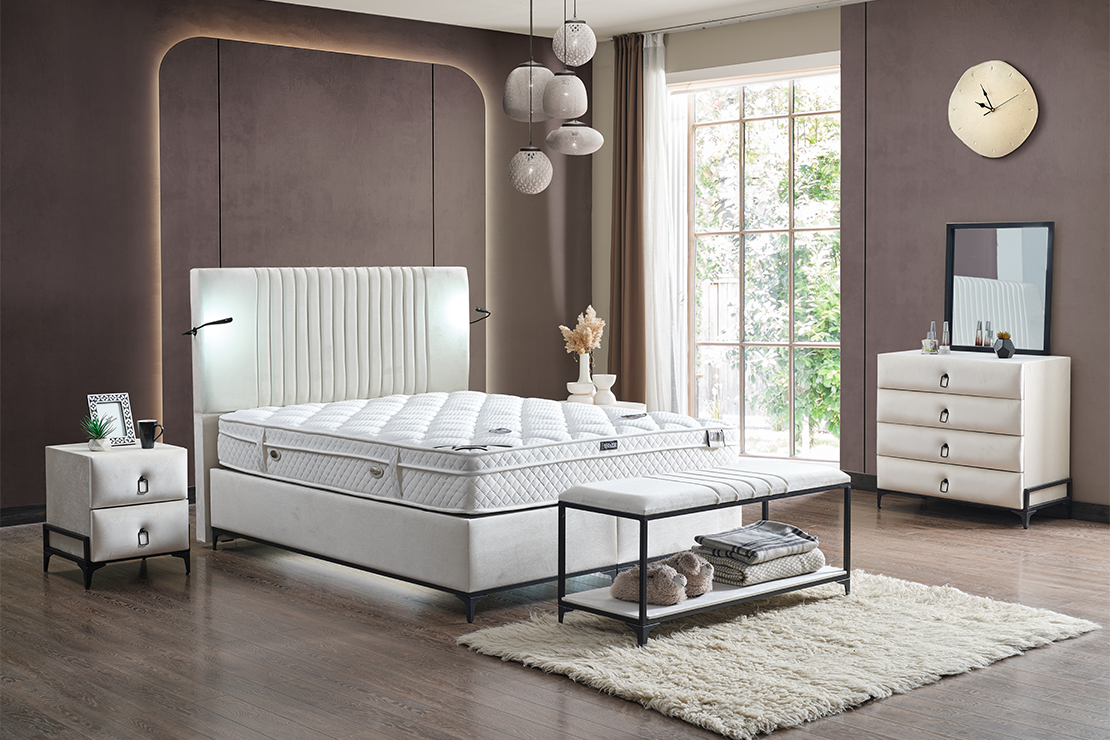 Smart Black Baza + Başlık + Yatak Set