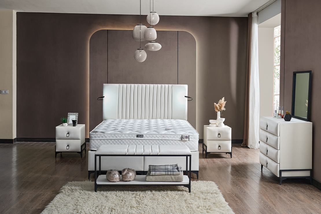 Smart Black Baza + Başlık + Yatak Set