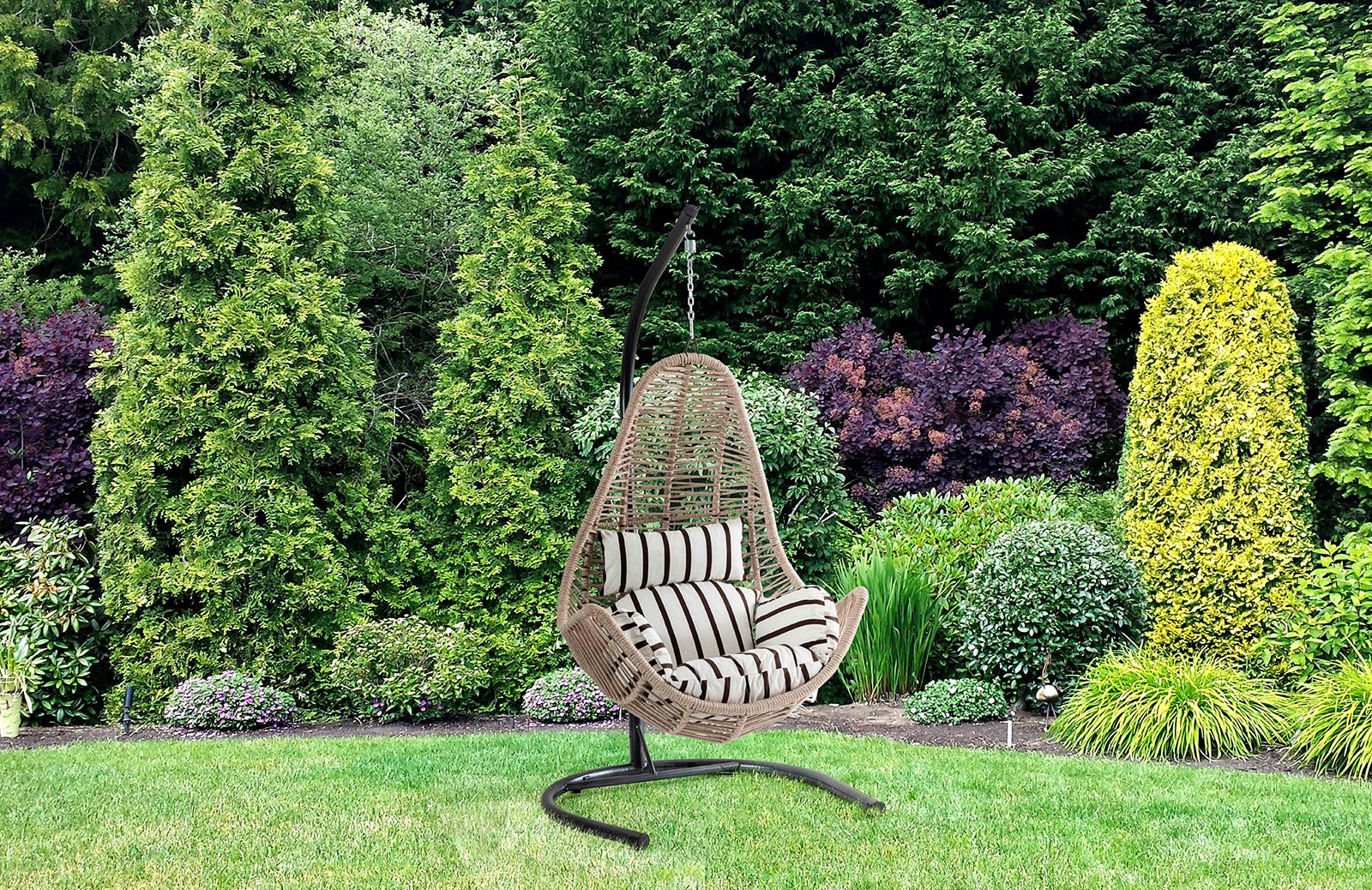 Rattan Bahçe - Balkon Salıncağı Krem - Zebra Minder CV-38 Salıncak İndirimli Mobilya