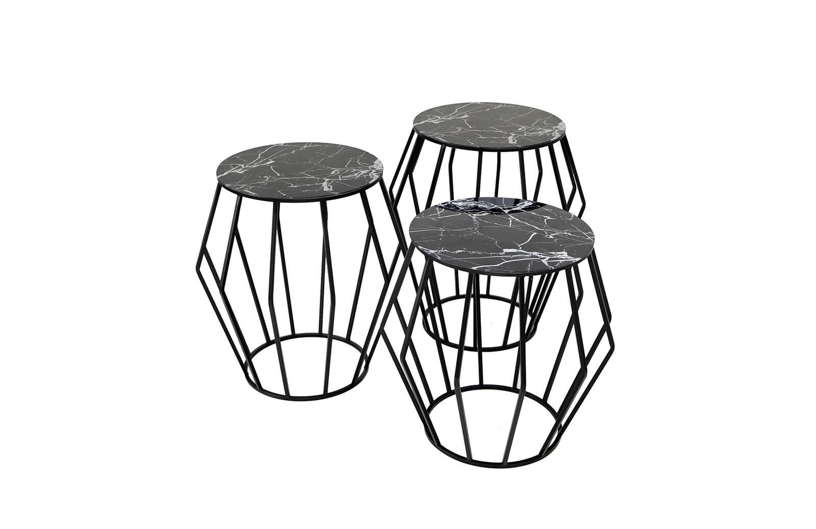 HR-8065 Kafes Zigon Sehpa Siyah Zigon Sehpa