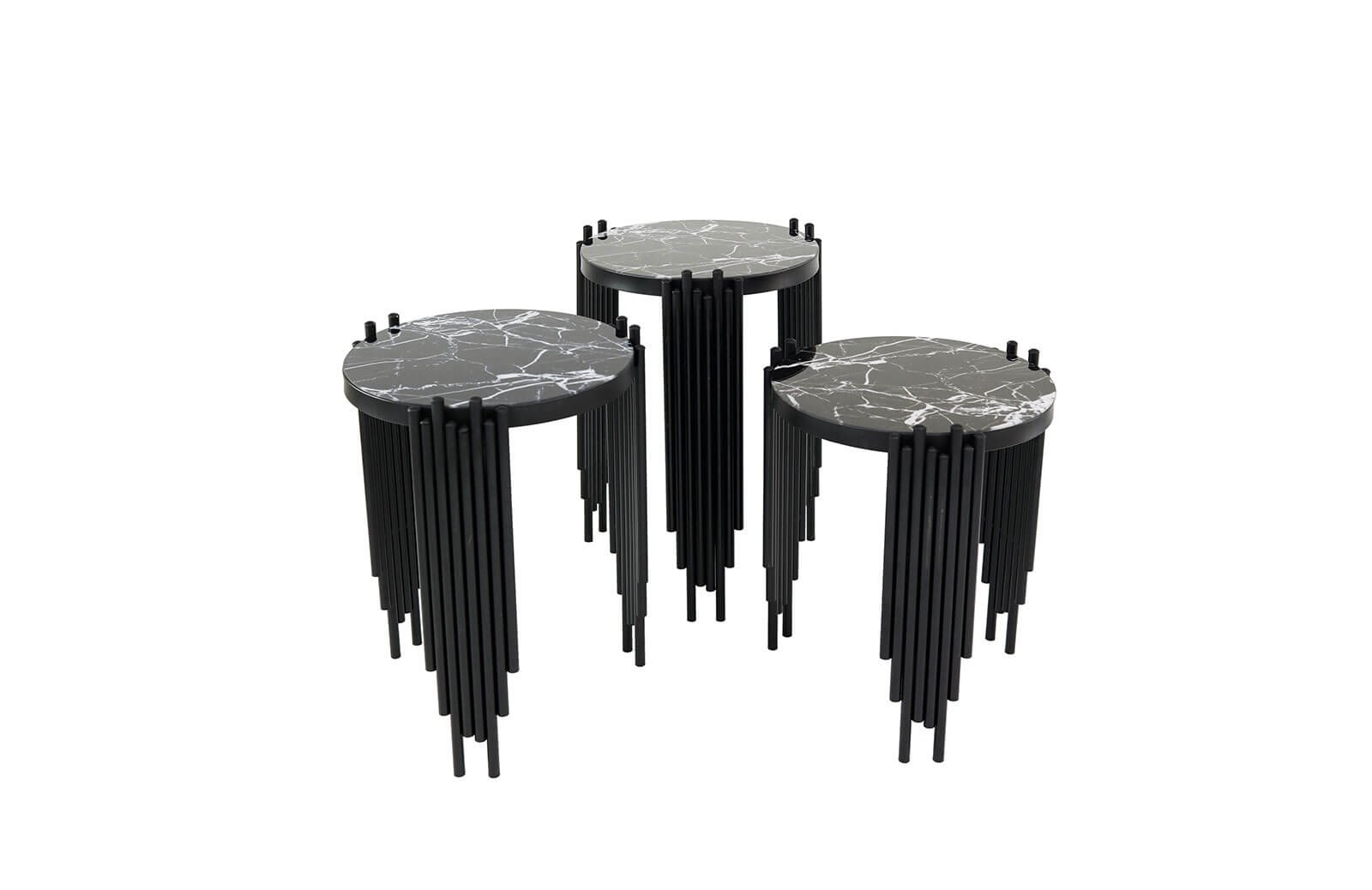 HR-8030 Güneş Zigon Sehpa Siyah Zigon Sehpa