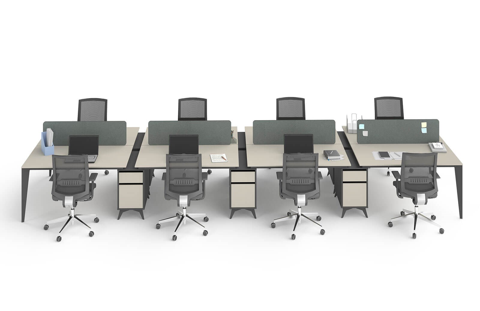 Beta İş İstasyonu Açık Ofis Mobilyası Takımı Füme Ofis İş İstasyonu