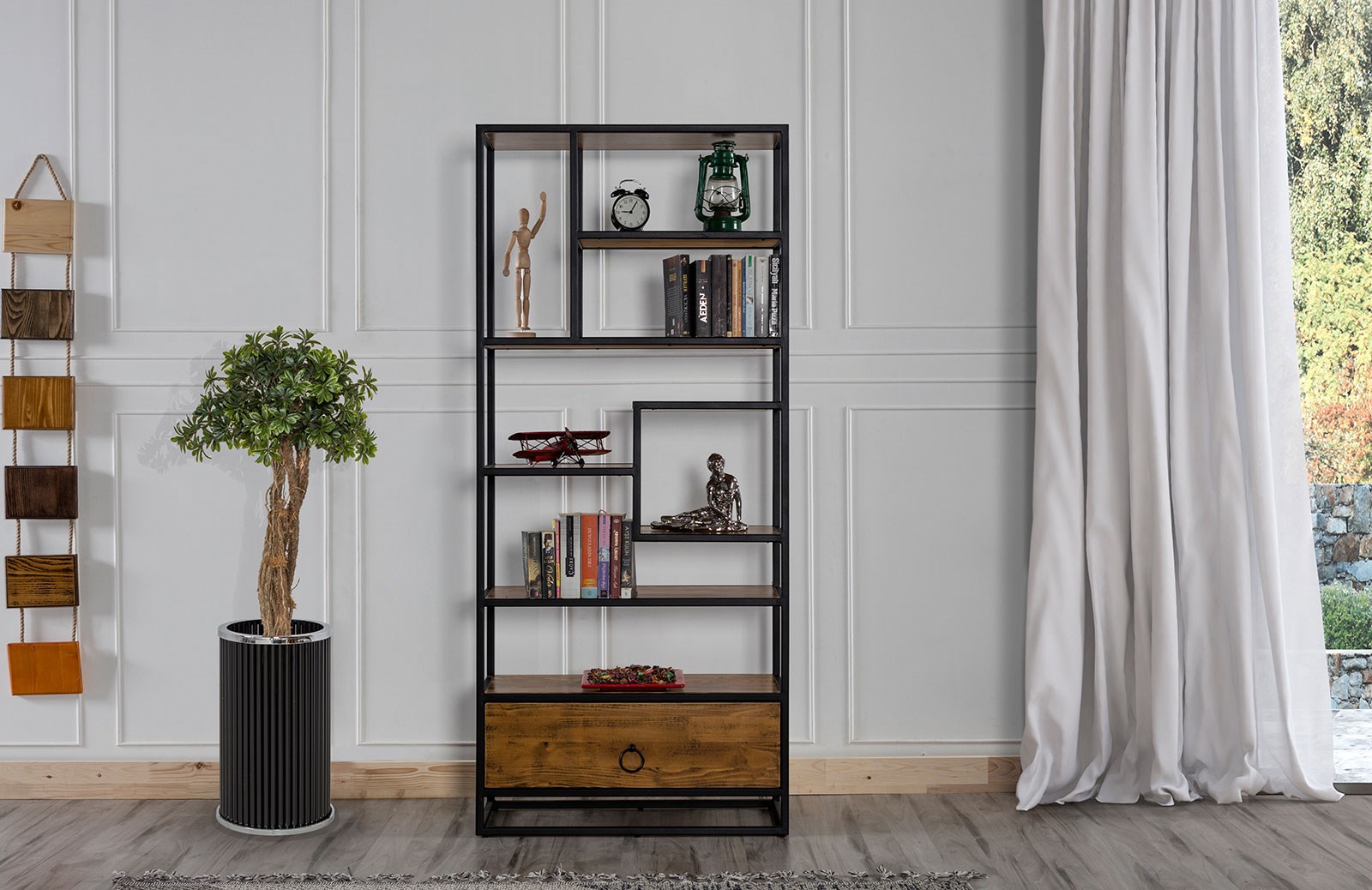 ENGC - Ahşap Seri - 0003 Kitaplık Svr Wood & Loft Kitaplıklar