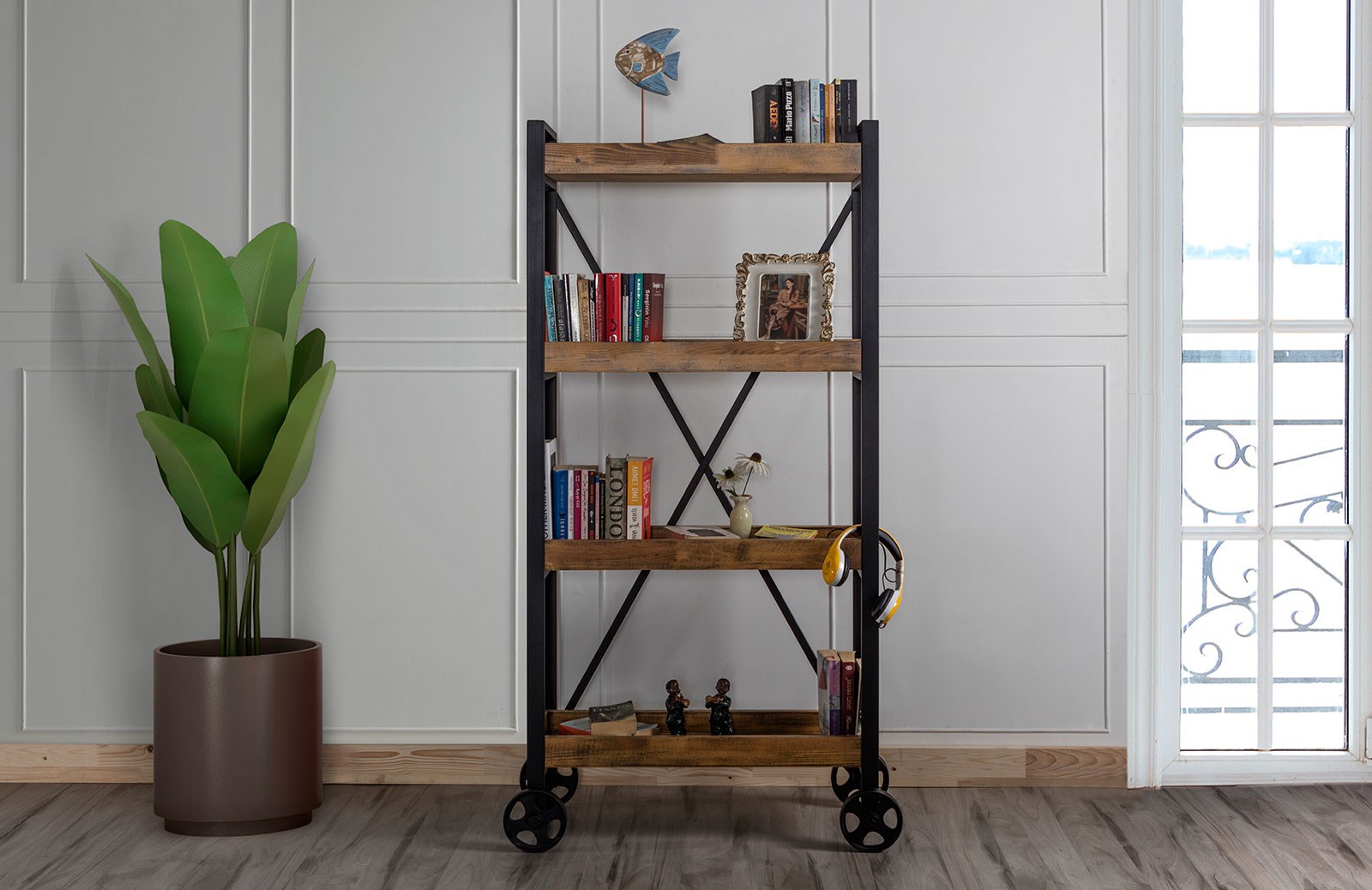 ENGC - Ahşap Seri - 0004 Kitaplık Svr Wood & Loft Kitaplıklar