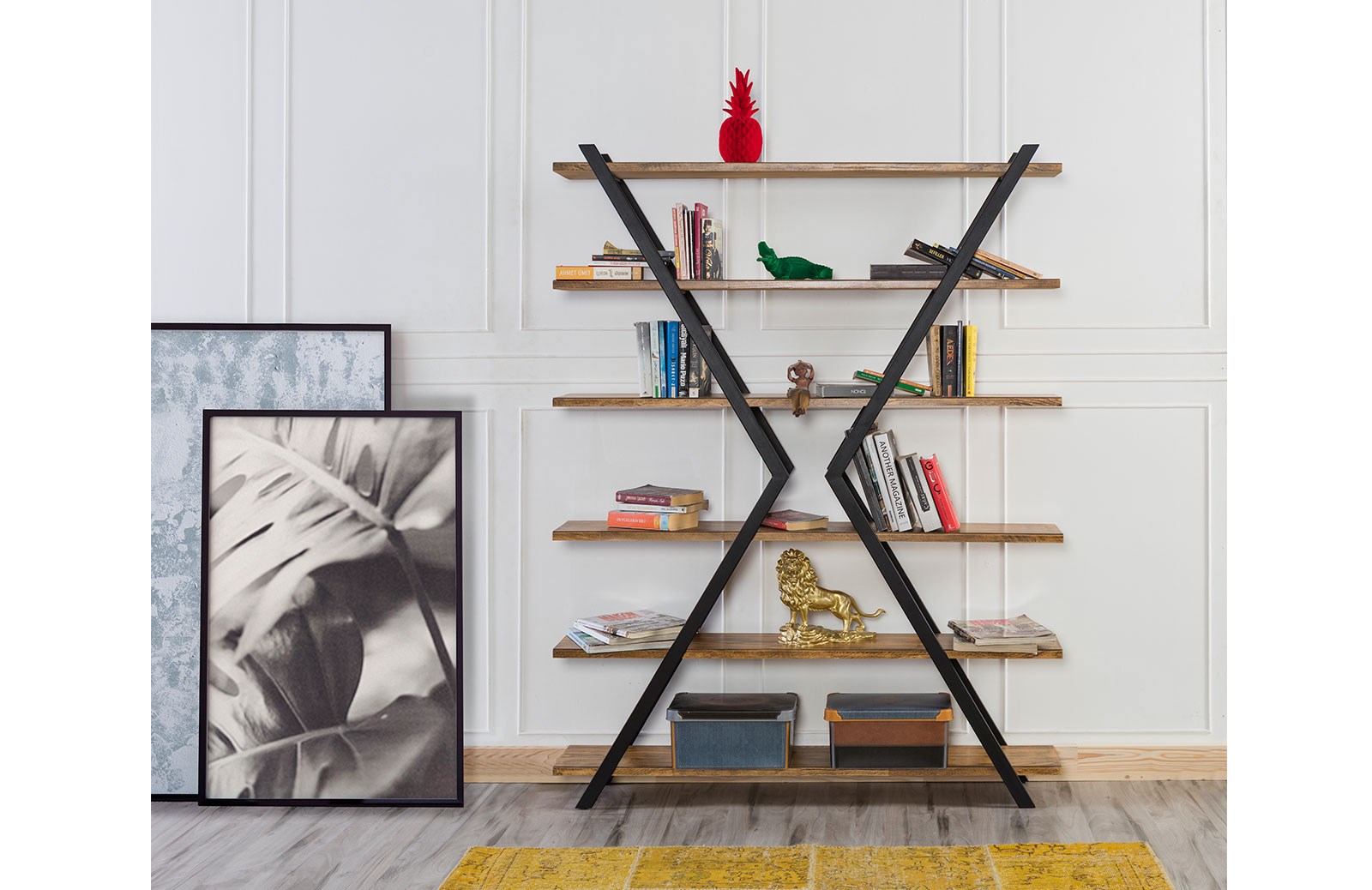 ENGC - Ahşap Seri - 0005 Kitaplık Svr Wood & Loft Kitaplıklar