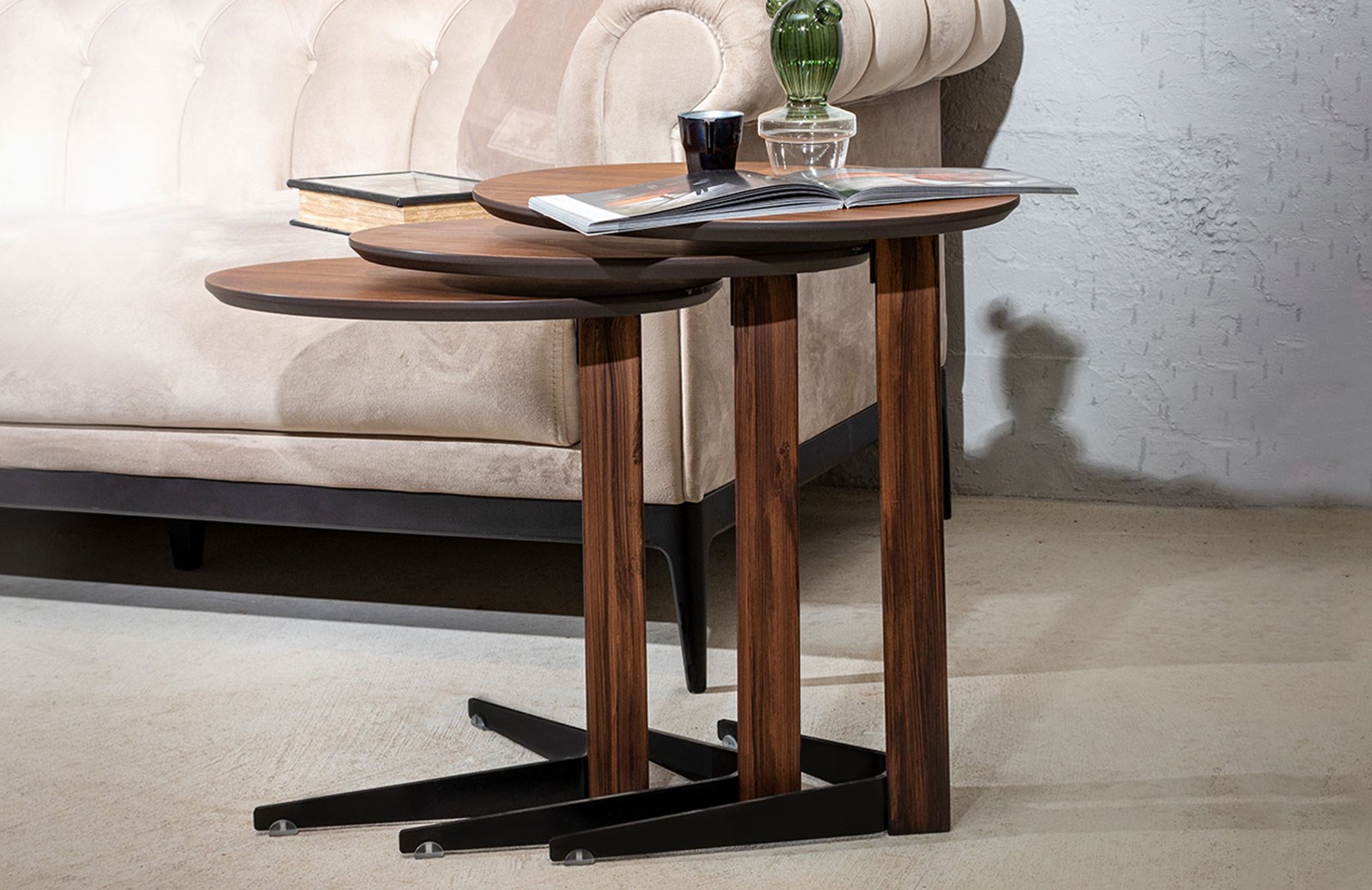 Gervais Servis Sehpası Seti Yan Sehpa