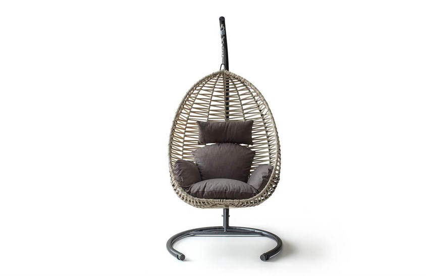 Rattan Bahçe - Balkon Salıncağı Krem - Gri Minder CV-04 Salıncak İndirimli Mobilya