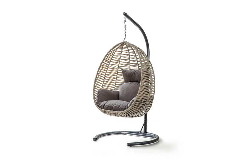 Rattan Bahçe - Balkon Salıncağı Krem - Gri Minder CV-04 Salıncak İndirimli Mobilya