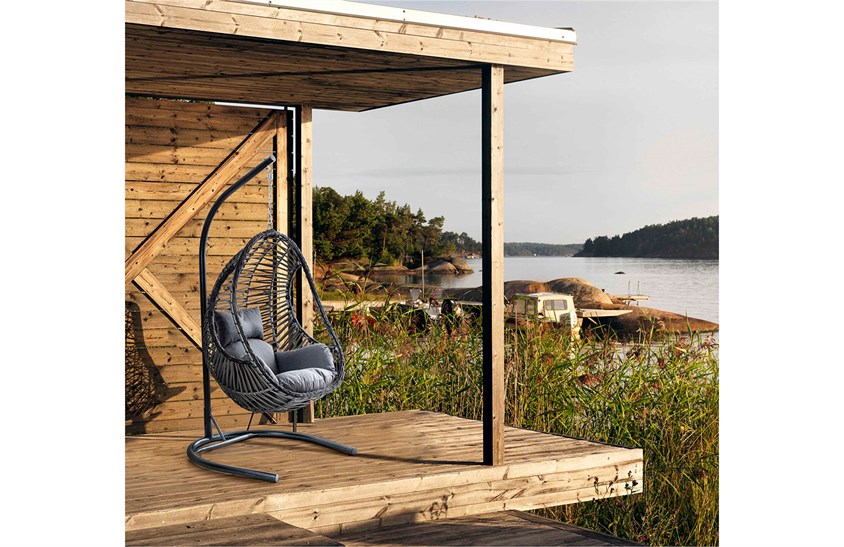 Rattan Bahçe - Balkon Salıncağı Kahve - Gri Minder CV-11 Salıncak İndirimli Mobilya