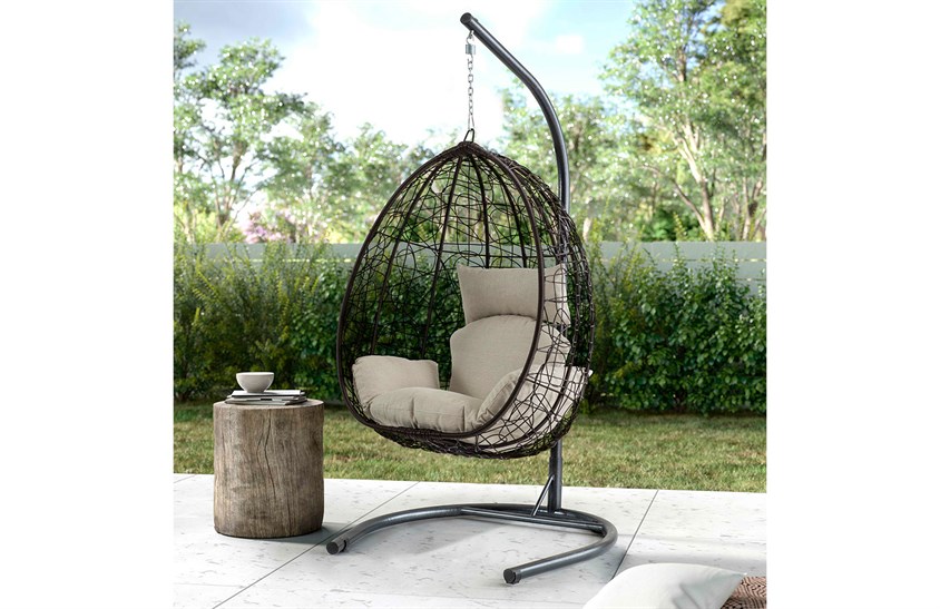 Rattan Bahçe - Balkon Salıncağı Kahve - Krem Minder CV-18 Salıncak İndirimli Mobilya