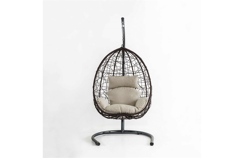 Rattan Bahçe - Balkon Salıncağı Kahve - Krem Minder CV-18 Salıncak İndirimli Mobilya