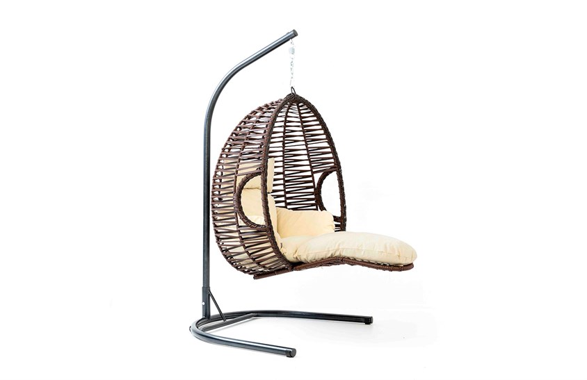 Rattan Bahçe - Balkon Salıncağı Kahve - Krem Minder CV-22 Salıncak İndirimli Mobilya