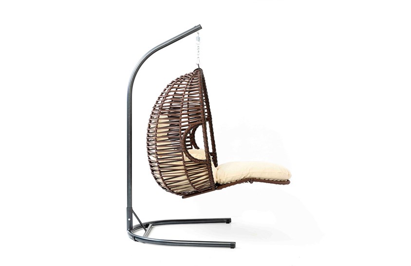 Rattan Bahçe - Balkon Salıncağı Kahve - Krem Minder CV-22 Salıncak İndirimli Mobilya