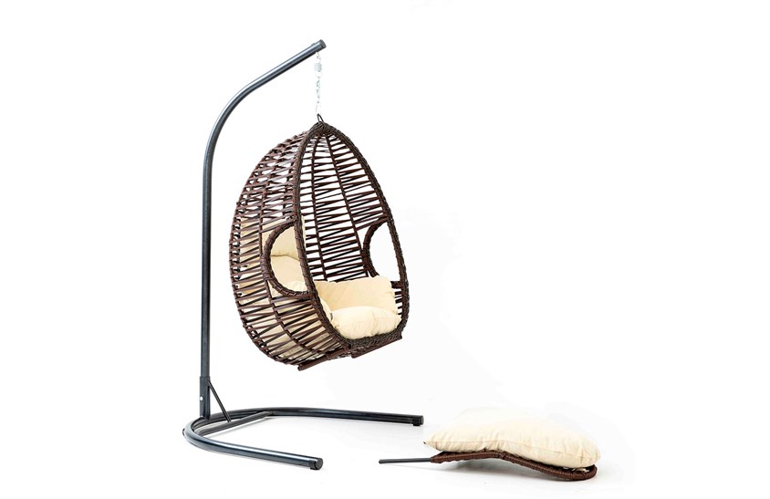 Rattan Bahçe - Balkon Salıncağı Kahve - Krem Minder CV-22 Salıncak İndirimli Mobilya