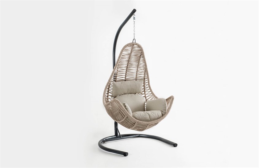 Rattan Bahçe - Balkon Salıncağı Krem - Krem Minder CV-31 Salıncak İndirimli Mobilya